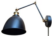 Kinkiet metalowy regulowany czarny antic brass Rustic z kablem