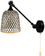 Kinkiet regulowany Rustic czarny klosz bambusowy PHU15E z łańcuszkiem