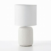 Lampka nocna z abażurem biała ceramiczna ryflowana DION D1