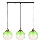 Lampa wisząca na listwie potrójna KULA szklana zielona