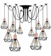 Lampa wisząca PAJĄK 10 na klosze rose gold