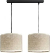 Lampa podwójna listwa czarna abażur len naturalny
