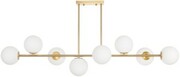 Lampa sufitowa duża Milano Grande gold 8 kloszy mleczne kule EP1C25