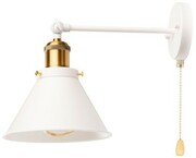 Kinkiet regulowany biały metalowy ze stożkiem z łańcuszkiem
