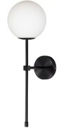 Kinkiet minimalistyczny black Milano mleczna kula