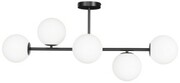 Lampa sufitowa Milano black 5 kloszy mleczne kule EP1C19
