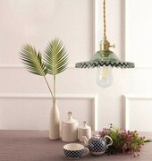 Lampa wisząca szklana płaska BALERINA zielona
