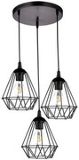 Lampa wisząca loft DIAMENT potrójna na plafonie czarna