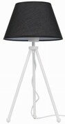 Lampa stojąca biała NEPTUN Mini z czarnym abażurem Karo