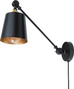 Kinkiet regulowany czarny metalowy LOFT z kablem