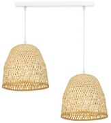 Lampa podwójna listwa biała abażur bambusowy PHU09