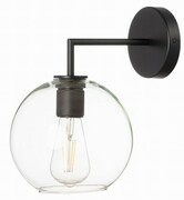 Kinkiet metalowy czarny Madrid szklana kula