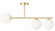 Lampa sufitowa Milano złota potrójna mleczne kule symetryczne