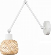 Kinkiet regulowany metalowy biały klosz bambusowy