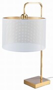 Duża lampa gabinetowa nocna złota z białym ażurowym abażurem