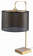 Duża lampa gabinetowa nocna złota z czarnym ażurowym abażurem
