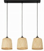 Lampa wisząca na listwie potrójny klosz bambusowy TH1C