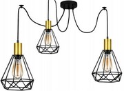 Lampa wisząca PAJĄK 3 na klosze złoty