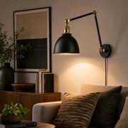 Kinkiet metalowy regulowany czarny antic brass Rustic z kablem