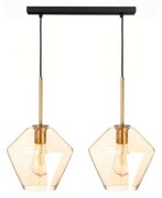 Lampa wisząca na listwie podwójna Paris mała szklana amber
