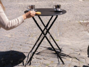 Okragły Stolik Ogrodowy Stalowy Stoliczek Kawowy Czarny