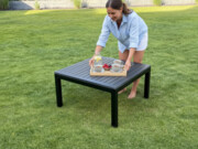 Stolik ogrodowy kwadratowy czarny stoliczek kawowy