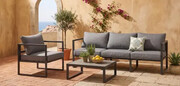 Zestaw Mebli Ogrodowych (Duża 3os. sofa, fotel i stolik) MOSTRARE szary, aluminium