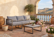 Zestaw mebli wypoczynkowych ( 3 - osobowa sofa + stolik) MOSTRARE szare aluminium, szare poduchy