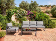 Zestaw Mebli Ogrodowych (Duża 3os. sofa, fotel i stolik) MOSTRARE szary, aluminium