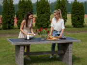 Duży stół ogrodowy okrągły technorattan 200 x 100 cm