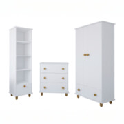 Zestaw mebli dziecięcych SIMPLE 3 el. biały - szafa, komoda, regał