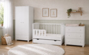Zestaw mebli dla niemowląt BASIC BABY 3el. - Szafa, Komoda, Łóżeczko | wybór uchwytów i koloru