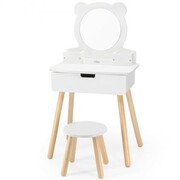 Toaletka drewniana z lustrem i krzesełkiem