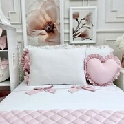 POŚCIEL BAWEŁNIANA BIAŁA Z RÓŻOWYMI KOKARDAMI - rozmiary