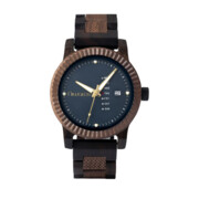 Zegarek drewniany Niwatch COLOUR z datownikiem - ORZECH I HEBAN