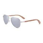 Drewniane okulary przeciwsłoneczne Niwatch Musca Silver Mirror