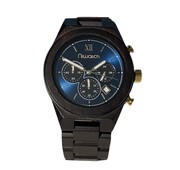 Męski zegarek drewniany Niwatch CHRONO - METALIC BLUE - na bransolecie