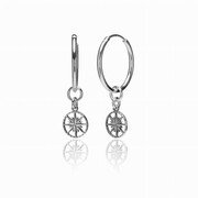 Kolczyki kółka z zawieszką róża wiatrów