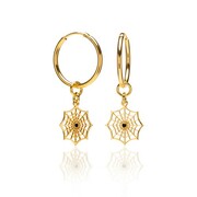 Kolczyki kółka z pajęczynką