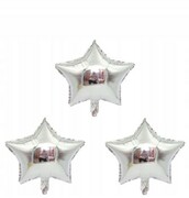 BALON foliowy srebrny gwiazdy gwiazdki 3szt 25 cm
