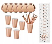 Zestaw kubki talerzyk sześćdziesiątka 60 rose gold