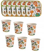 Zestaw urodzinowy kubki talerzyki zwierzątka zoo