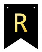 Baner czarno-złoty DIY czarny ze złotą literą flagi 12 x 16 cm litera R