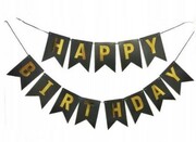 Baner Girlanda czarna urodziny HAPPY BIRTHDAY 3m
