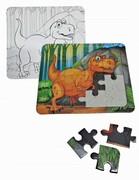 Puzzle kolorowanka dinozaury 12x13 cm 16 el 2 szt