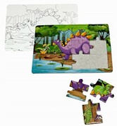 Puzzle kolorowanka dinozaury 12x8,5 cm 12 el 2 szt
