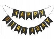 Baner Girlanda czarna urodziny HAPPY BIRTHDAY 3m
