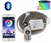 TAŚMA LED RGB 230V ZESTAW 15m IP67 PILOT smartfon