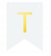 Baner DIY biały ze złotą literą flagi literka T
