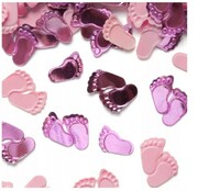 KONFETTI foliowe różowe baby shower stópki 15g